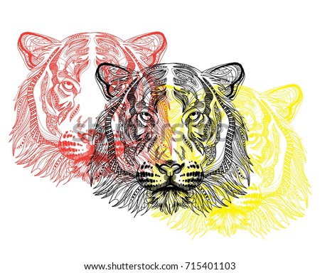 Download Head Tiger Meditation Coloring Mandala Head Stock Vector ...