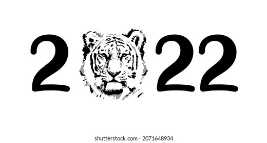 Jefe de Tigre en números 2022, estilo mínimo. Símbolo de tigre Año Nuevo chino 