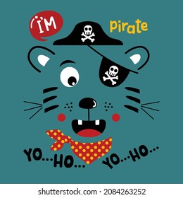 head tiger is pirate funny animal cartoon