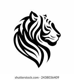 Head of tiger silhouette icon logo design. Side view