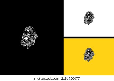 head tiger and snake vector illustration design