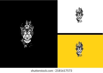 tigre de cabeza y vector de espada negro y blanco