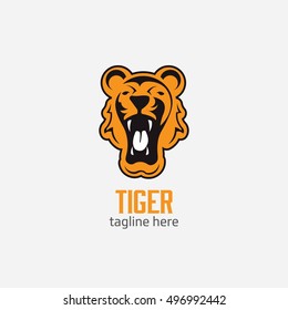 Head Tiger Vector Illustration. 