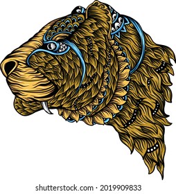 head tiger vector illustration (colors)