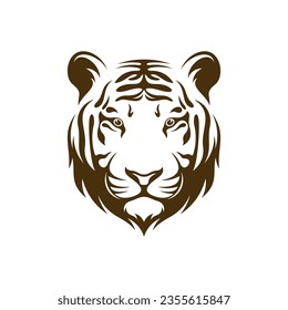 Diseño de la ilustración vectorial del tigre de cabeza. Plantilla de diseño del logotipo de Head Tiger.