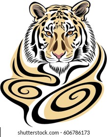 Head tiger vector illustration design for tattoo, bag, pillow cover, t-shirt and poster.
