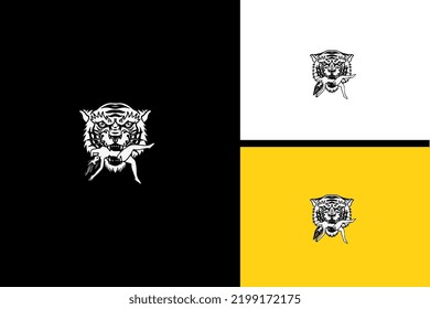 head tiger vector illustration line art design
