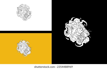 head tiger vector illustration outline design