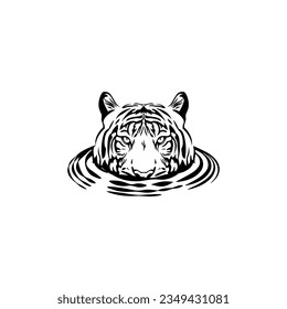 Head tiger vector on the water