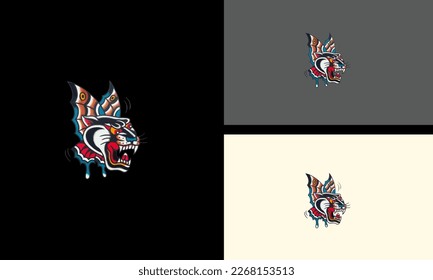 head tiger and wings vector illustration flat design