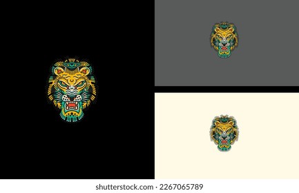 head tiger yellow vector illustration mascot design