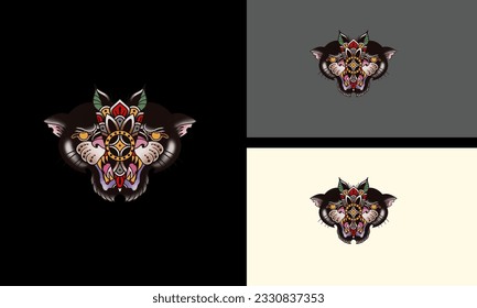 head tiger zombie vector mascot design