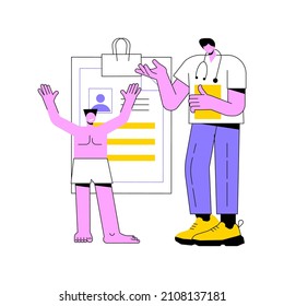 Head to toe physical examination abstract concept vector illustration. Head to toe exam, physical examination findings, clinical assessment, ultrasound, all the body systems abstract metaphor.