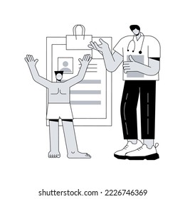 Head to toe physical examination abstract concept vector illustration. Head to toe exam, physical examination findings, clinical assessment, ultrasound, all the body systems abstract metaphor.