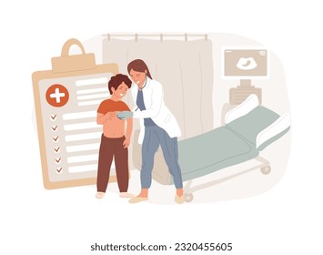 Head to toe physical examination isolated concept vector illustration. Head to toe exam, physical examination findings, clinical assessment, ultrasound, all the body systems vector concept.