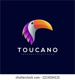 head toucan colorful modern animals logo gradient