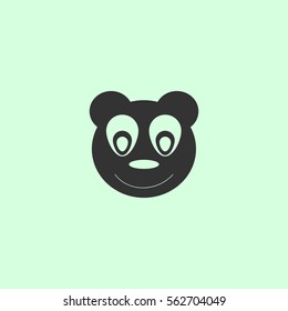 Head of toy bear icon flat. Grey vector symbol on green background