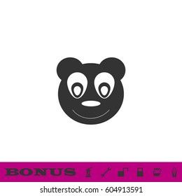 Head of toy bear icon flat. Black pictogram on white background. Vector illustration symbol and bonus button