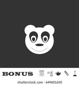 Head of toy bear icon flat. White pictogram on black background. Vector illustration symbol and bonus icons