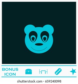 Head of toy bear icon flat. Blue pictogram on dark background. Vector illustration symbol and bonus icons