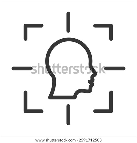 Head Tracking Outline Icon Vector Illustration