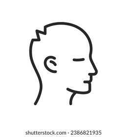 Head Trauma Side View Icon. Vector Outline Editable Sign Depicting Lateral View of Head Injury for Medical and Health Information.