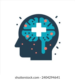 Head Treatment vector icon. Mental health, human head, psychological help, cognitive development. Creative Human Brain Logo design vector icon symbol illustrations