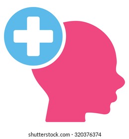 Head Treatment vector icon. Style is bicolor flat symbol, pink and blue colors, rounded angles, white background.