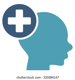Head Treatment vector icon. Style is bicolor flat symbol, cyan and blue colors, rounded angles, white background.