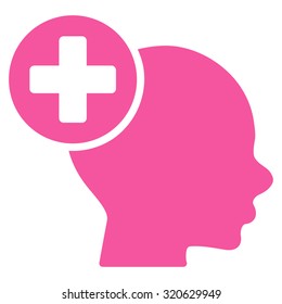 Head Treatment vector icon. Style is flat symbol, pink color, rounded angles, white background.
