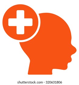 Head Treatment vector icon. Style is flat symbol, orange color, rounded angles, white background.