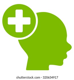 Head Treatment vector icon. Style is flat symbol, eco green color, rounded angles, white background.