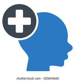 Head Treatment vector icon. Style is bicolor flat symbol, smooth blue colors, rounded angles, white background.