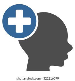 Head Treatment vector icon. Style is bicolor flat symbol, cobalt and gray colors, rounded angles, white background.