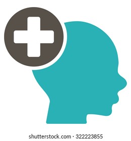 Head Treatment vector icon. Style is bi-color flat symbol, grey and cyan colors, rounded angles, white background.