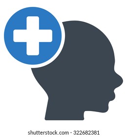 Head Treatment vector icon. Style is bicolor flat symbol, smooth blue colors, rounded angles, white background.