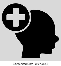 Head Treatment vector icon. Style is flat symbol, black color, rounded angles, light gray background.