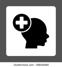 Head Treatment vector icon. Style is flat rounded square button, black and white colors, gray background.