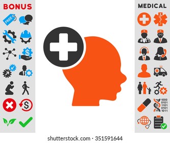 Head Treatment vector icon. Style is bicolor flat symbol, orange and gray colors, rounded angles, white background.