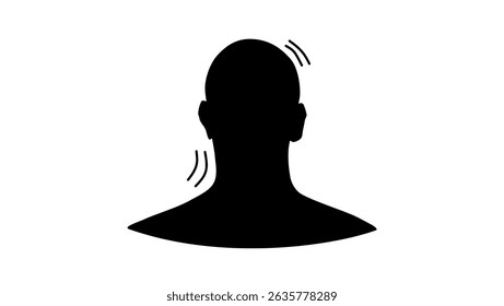 head tremor, black isolated silhouette