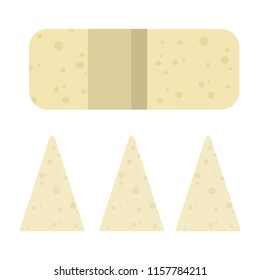 Head and triangular pieces of young cheese vector flat material design isolated on white