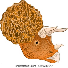 head Triceratops cartoon cute brown kind