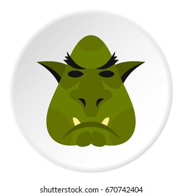 Head of troll icon in flat circle isolated vector illustration for web