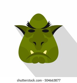 Head of troll icon. Flat illustration of head of troll icon for web