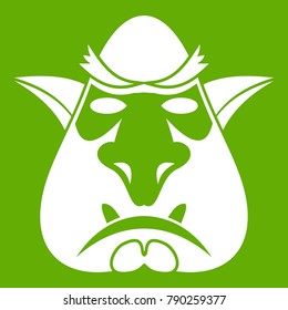 Head of troll icon white isolated on green background. Vector illustration