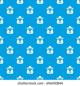 Head of troll pattern repeat seamless in blue color for any design. Vector geometric illustration