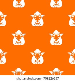 Head of troll pattern repeat seamless in orange color for any design. Vector geometric illustration