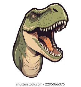 Head of Tyrannosaurus rex roaring, t-shirt design, vector on white background