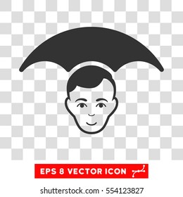 Head Umbrella EPS vector pictogram. Illustration style is flat iconic gray symbol on chess transparent background.