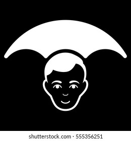 Head Umbrella vector icon. Flat white symbol. Pictogram is isolated on a black background. Designed for web and software interfaces.